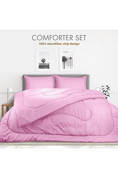 Hotel Linen Klub Stripe Comforter Set- Ultra Soft Brushed Microfiber Fabric, Soft Siliconized Fiber Filling