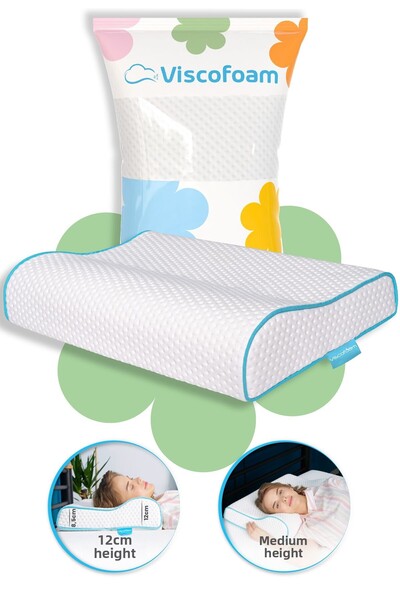 Viscofoam Pernă ortopedică cu suport pentru gât înalt Pernă Visco 58x39x12-8.5cm