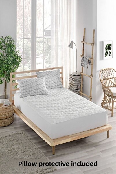 ELY PARKER 3 Piece Elastic Sheet and Pillow Mattress - 100% Cotton Quilted