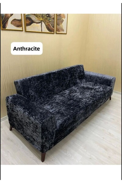 FurkanTicaret غطاء أريكة مخملي مطاطي قطعة واحدة مكون من 3 مقاعد|غطاء أريكة سر...