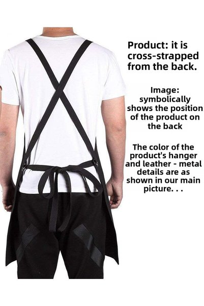 medusaforma Kitchen Apron with Straps Master Chef Cafe Chef Waiter Cook Hairdresser Art Barista Apron - Black