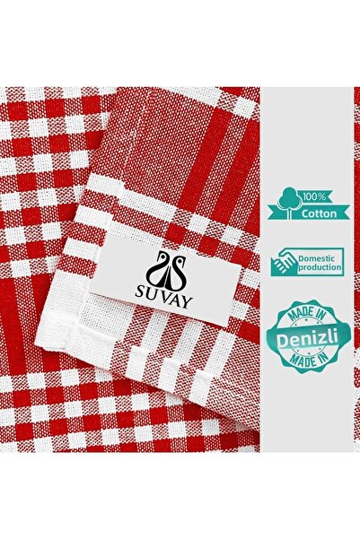 SUVAY Kitchen Drying Cloth Set of 6 Red Checkered Dish Drying Cloth Serving Napkin Lunch Cloth
