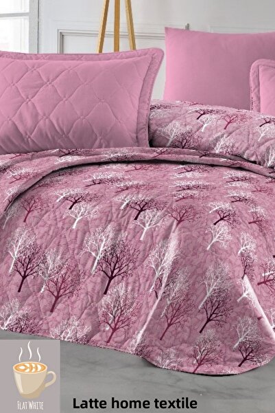 LATTE TEKSTİL مفرش سرير فردي مبطن منقوش - متعدد الأغراض، أبيض مسطح، 155x230 سم