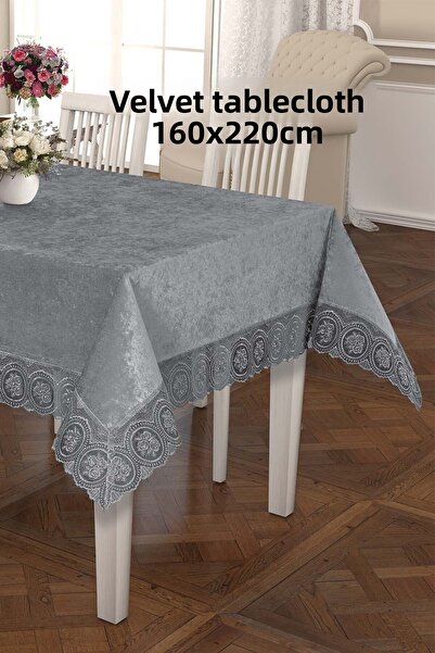 Çt Çeyizci Tekstil 160x220cm Luxury Velvet Tablecloth - Lacy
