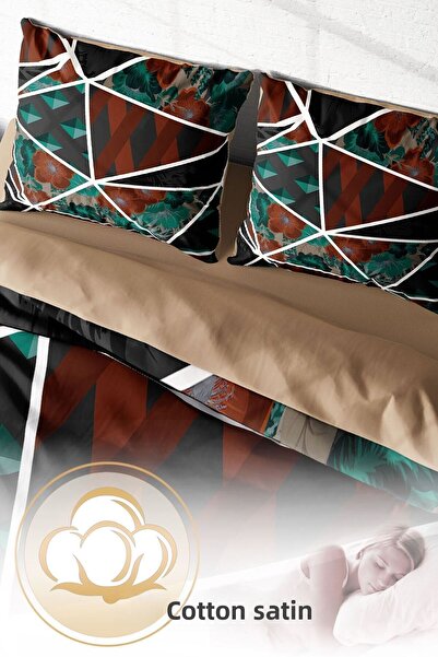 PerlaSera 3D Custom Design - Double Duvet Cover Set, Tightly Woven Cotton Satin, Dark Flowers