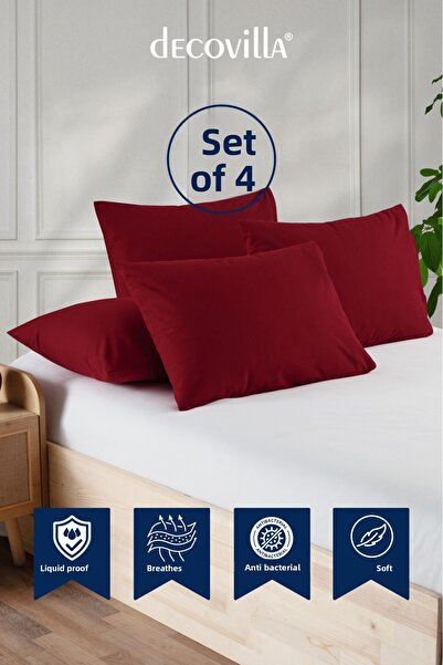 Decovilla Micro Zippered Pillow Mattresses Liquid Proof Set of 4 Pillow Protector 50X70