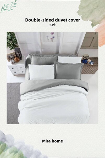 Mira Home طقم سرير مزدوج من القطن مع ملاءات مطاطية على الوجهين