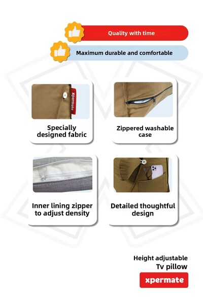 XPERMATE Tv Pillow with Neck, Lumbar and Back Support Brown Pillow for Post Surgery and Illness