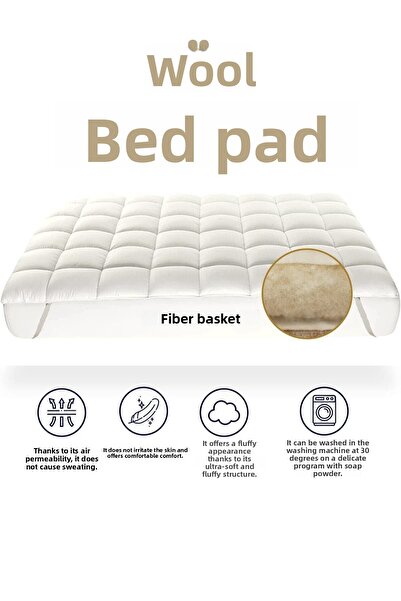 Elyaf Sepeti Saltea cu patru colțuri din lână merinos naturală de miel Protector de saltea din lână