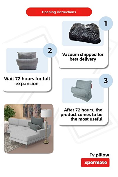 XPERMATE Pernă TV gri - Pernă postoperatorie și pentru bolile cu suport pentru gât, talie și spate