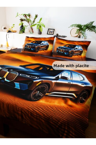 Elmas Dizayn طقم غطاء لحاف قطن ساتان أسود مفرد - 160*240 سم، مكون من 3 قطع