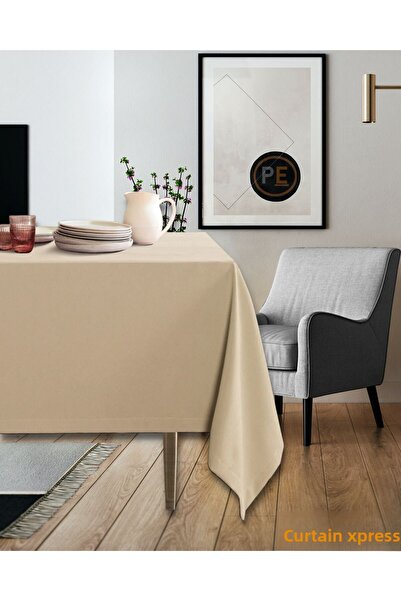 Perdexpress Față de masă bej-gri texturată din catifea Soft Concept