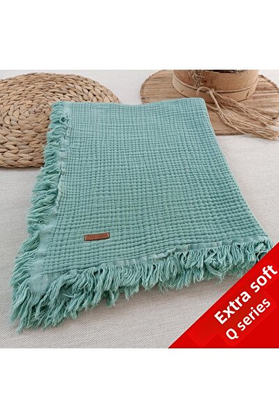 Tomuycuk 100% Cotton 4 Layer Muslin Baby Blanket 90X120 cm - Mint Green Seasonal Baby Blanket - Oscar