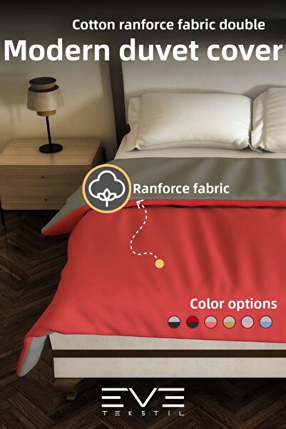 Eve Tekstil Ranforce Double Antiallergic Modern Duvet Cover Double Sided Duvet Cover 200X220 cm