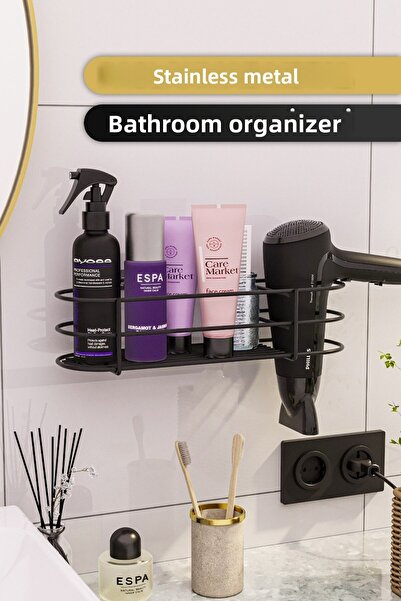 Bino اكسسوارات الحمام منظم الحمام لاصق مجفف الشعر مجفف الشعر المنظم الرف