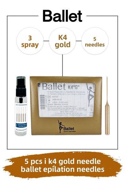 Ballet 5 قطع إبرة إزالة الشعر الذهبية K4 إبرة ذهبية أصلية K4