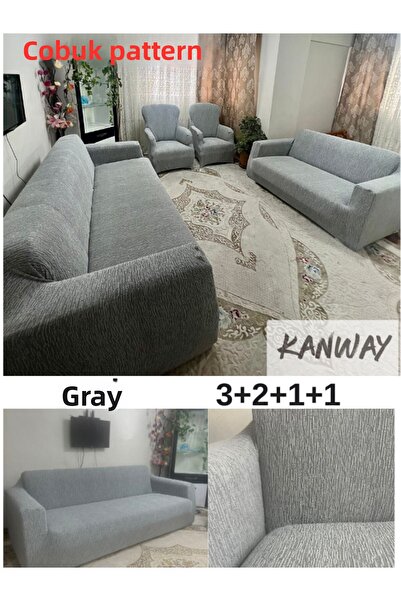 kanway Set de canapele cu model jacquard țesut flexibil și lavabil - husă elastică