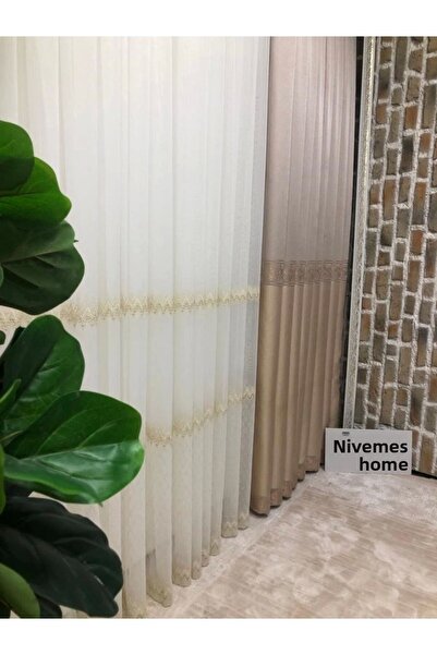 NİVEMESHOME Nivemeshome Gold V-5201 1/3 Κοντά πλισέ κουρτίνα φόντου Apm