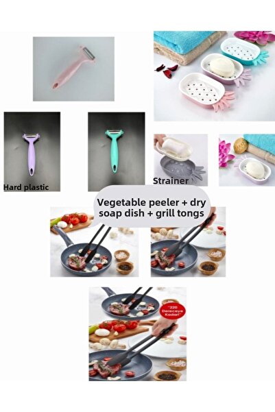 Vi Caro Serving and Grilling Tongs Dry Soap Dish Vegetable Potato Peeler Peel...
