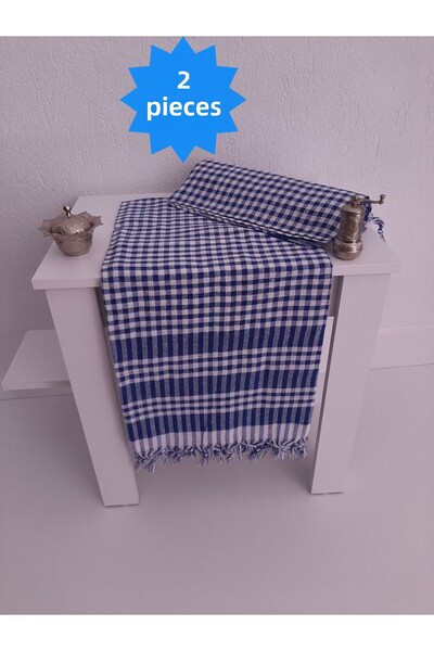 Mef Collection Pachet de 2 pături multifuncționale albastre 150x150 |   Set d...