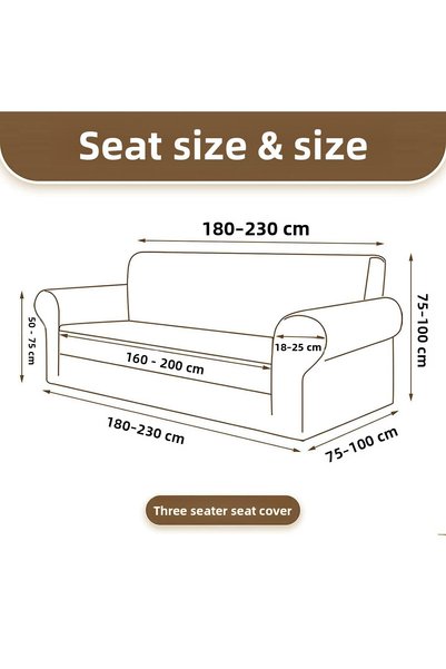 elyar 3 Seater Jacquard Flexible Stretch Sofa Cover - Plain Pattern, Elastic Sofa Sofa Bed Cover