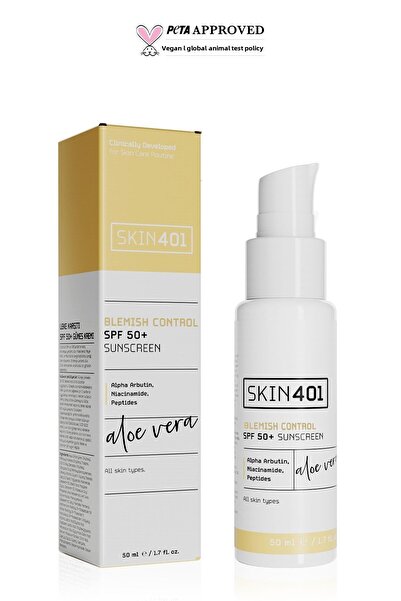 Skin401 كريم الشمس المرطب بالصبار بعامل حماية من الشمس SPF 50 - مضاد للعيوب، ...