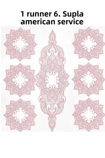 Çt Çeyizci Tekstil 1 Runner 6 Supla American Food Serving Set - Table Cloth Set