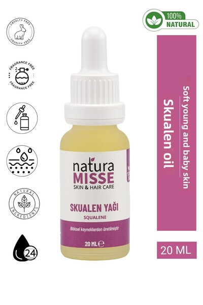 NaturaMisse 20 مل زيت السكوالين - مضاد للشيخوخة، مصل مضاد للتجاعيد، سكوالين مرطب