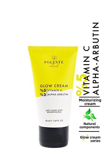 Polente Natural كريم توهج يحتوي على فيتامين C وأربوتين - 50 مل كريم تفتيح العيوب