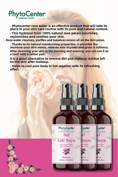PHYTOCENTER Natural Pure Rose Water