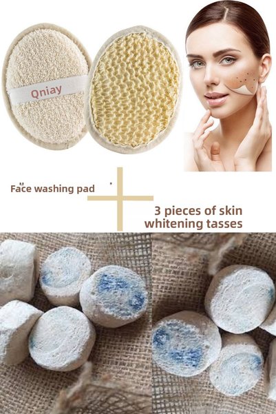 QNİAY Facial Care Set 3 Pieces Skin Whitening + Oval Facial Pad Washcloth Ski...