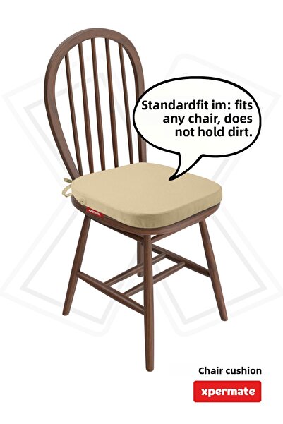 XPERMATE Standardfit Oval Chair Cushion Zippered Washable Cover Laced Water and Oil Repellent 42X42X5 Beige