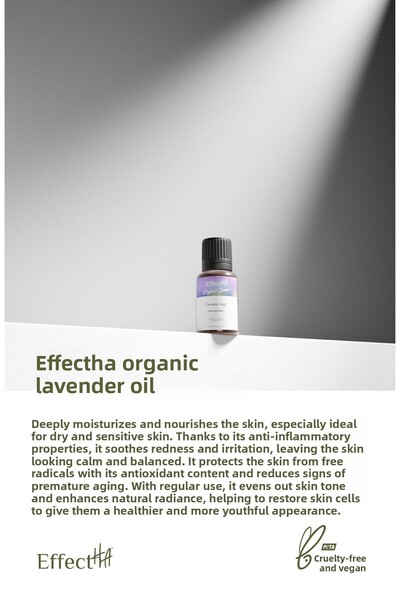 EffectHA Organic Lavender Oil 100% Pure Natural and Additive-Free Essential Oil 10ml
