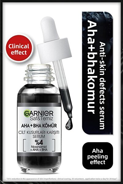 Garnier Charcoal Anti-Skin Flaws Black Serum 4% [Aha Bha with Niacinamide Pee...