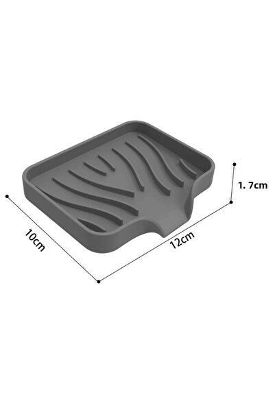 omilife Gray Silicone Soap Dish with Water Drain and Suction Cup Flexible Structure Bathroom Kitchen Wall Type Soap Container