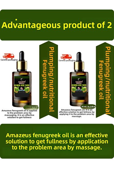 Amazeus مجموعة زيت الحلبة المكونة من قطعتين (100% نقي وطبيعي) ذات تأثير مغذي ...