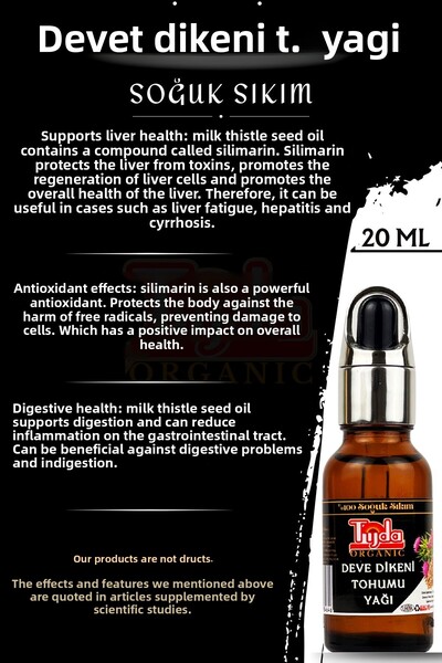 TİJDA Milk Thistle Seed Oil 100% Cold Pressed 20 ml (Milk Thistle Seed Oil)