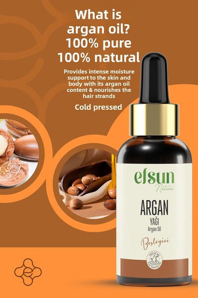 Efsun Natural زيت أرغان مغذي ومضاد للكسر للعناية بالشعر، نقي وطبيعي 100%، معصور على البارد، 30 مل