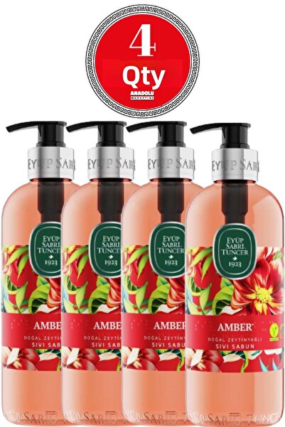 Eyüp Sabri Tuncer صابون سائل بزيت الزيتون الطبيعي العنبر 500 مل 4 قطع