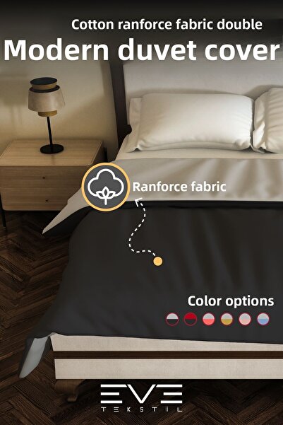 Eve Tekstil Ranforce Double Antiallergic Modern Duvet Cover Double Sided Duvet Cover 200X220 cm