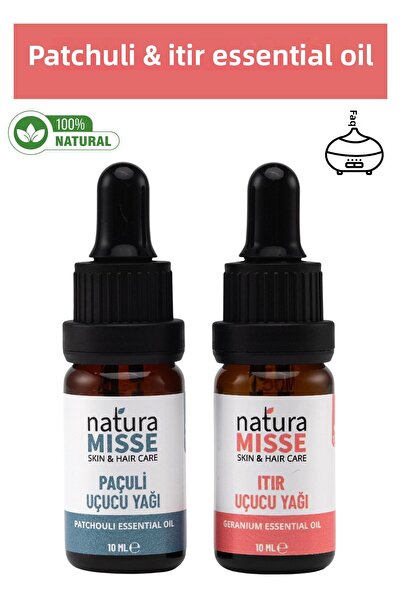 NaturaMisse سلسلة زيوت العلاج العطري - إبرة الراعي العطرية والباتشولي العطرية (2 × 10 مل)