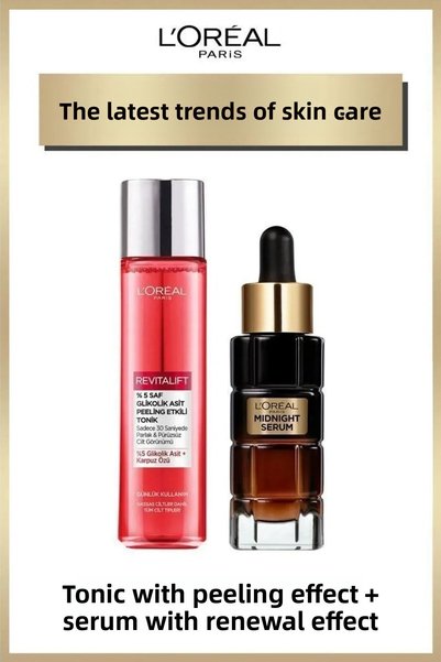 L'Oreal Paris Revitalift 5% Pure Glycolic Acid Peeling Effect Tonic & Midnigh...