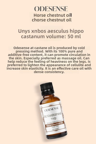 ODESENSE Horse Chestnut Oil 50 ml Cold Pressed 100% Pure Leg and Body Massage Oil, Hair Care Oil