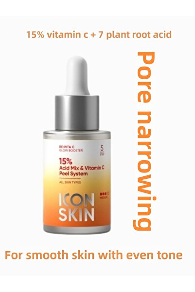 Icon Skin مقشر لتجديد البشرة يحتوي على 15% فيتامين سي و+7 أحماض ومستخلصات جذو...