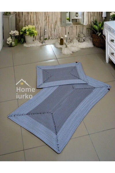 HomeTurko Σετ Bohemian Jute 2 - Χειροποίητο χαλάκι μπάνιου και αντιολισθητικό, διπλής όψης