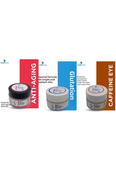 D'ENZYME مجموعة كريمات مضادة للشيخوخة + الجلوتاثيون + الكافيين
