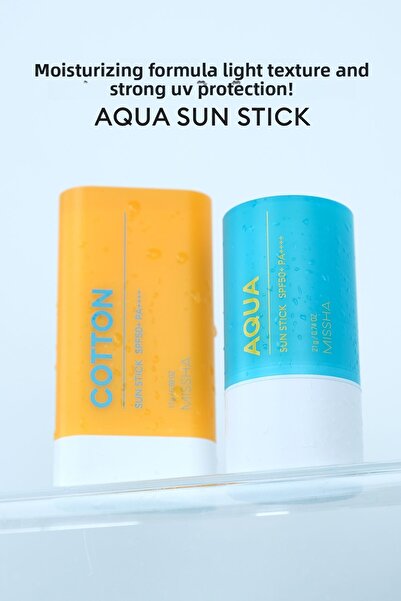 Missha Sunscreen - Intensive Moisturizing, Water Resistant Stick, All Around Safe Block, Aqua Sun Stick Spf50+Pa++++