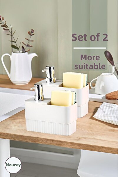 nouray SET DE 2 Dozator de săpun lichid pentru bucătărie, cu 2 compartimente,...