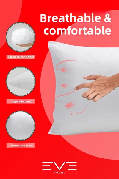 Eve Tekstil 6 bucăți micro fibră de silicon nețesută lavabilă antialergică pernă pentru casă și hotel 50x70cm 700 gr