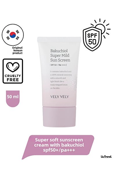 VELY VELY Bakuchiol Super Mild Sunscreen 50 مل واقي من الشمس مع Bakuchiol